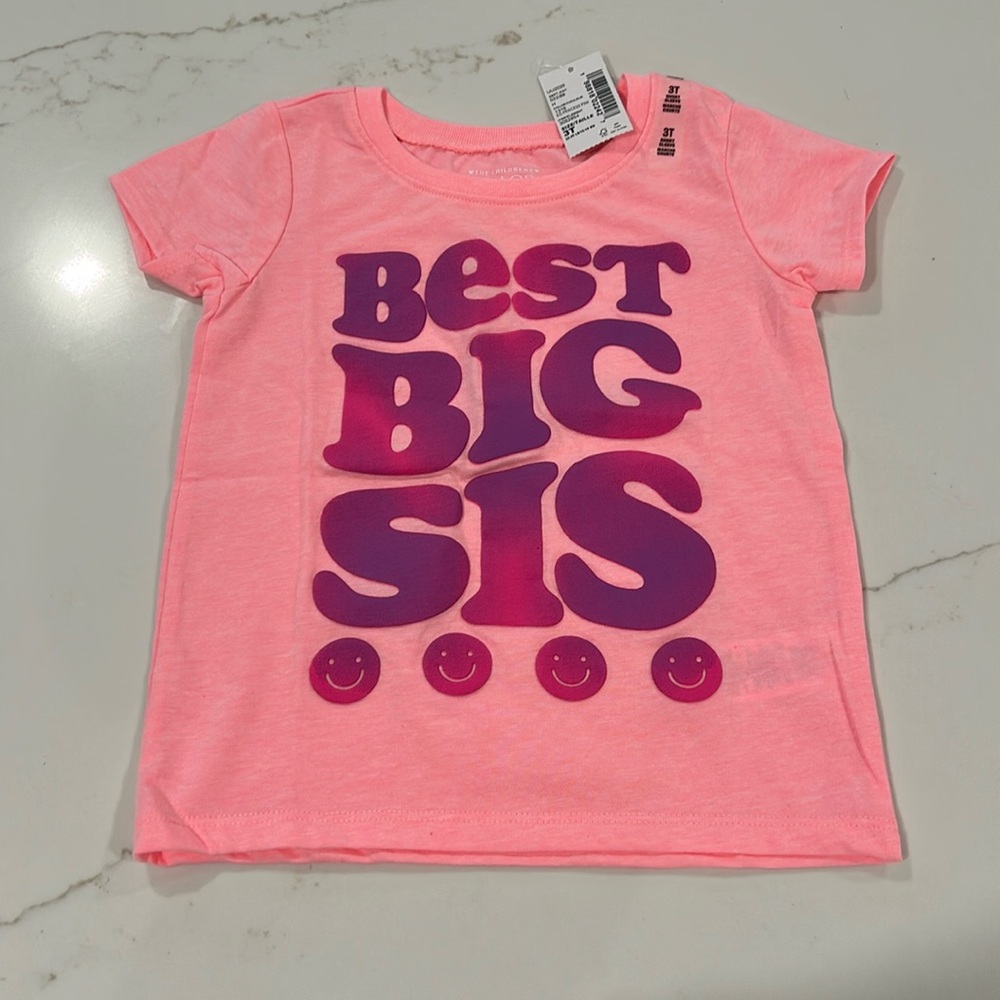 NWT Best Big Sis hot pink t shirt in size 3T
